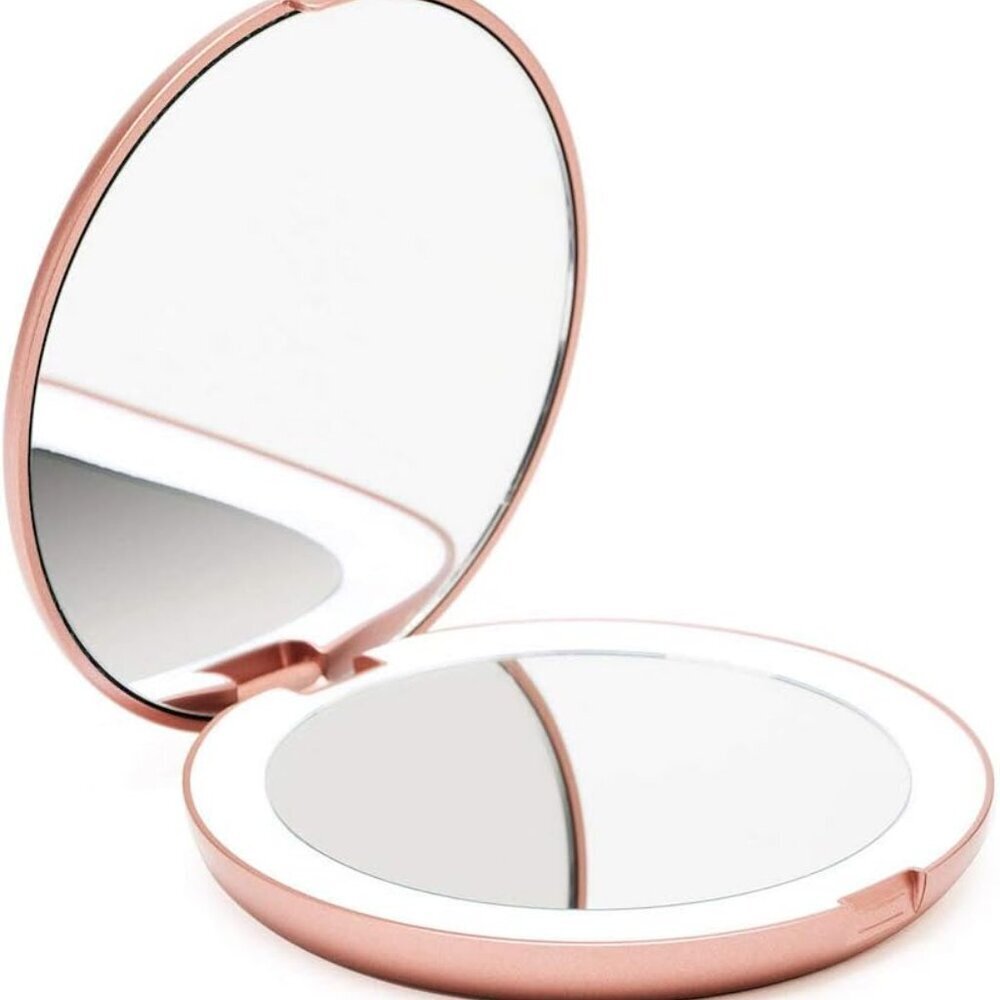 LED Lighted Travel Makeup Mirror, 1x/10x Magnification - Daylight LED, Compact,